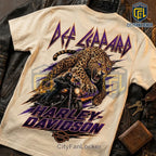 Def Leppard Harley Davidson Full Moon Rush Beige T-Shirt