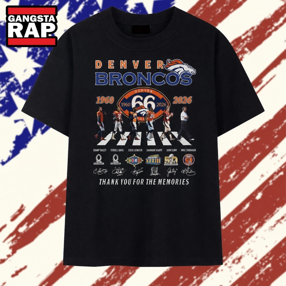 Denver Broncos 66th Anniversary 1960 2026 Legends Signatures T Shirt