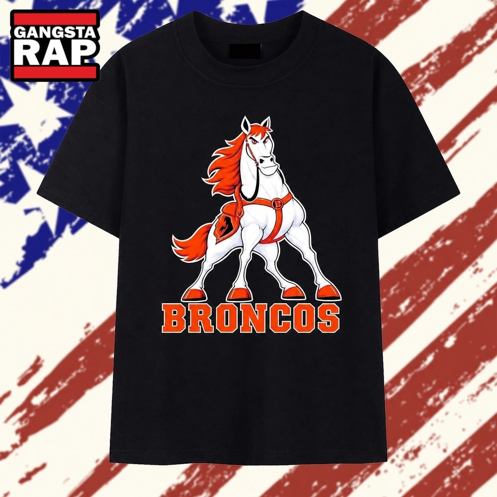 Denver Broncos Mascot Logo NFL Football T Shirt