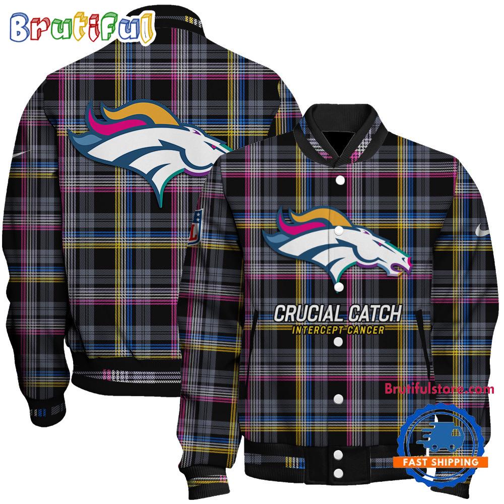 Denver Broncos National Football League Crucial Catch Intercept Cancer Unisex Varsity Jacket