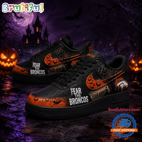 Denver Broncos NFL Fear The Team Halloween Air Force 1 Shoes Sneakers