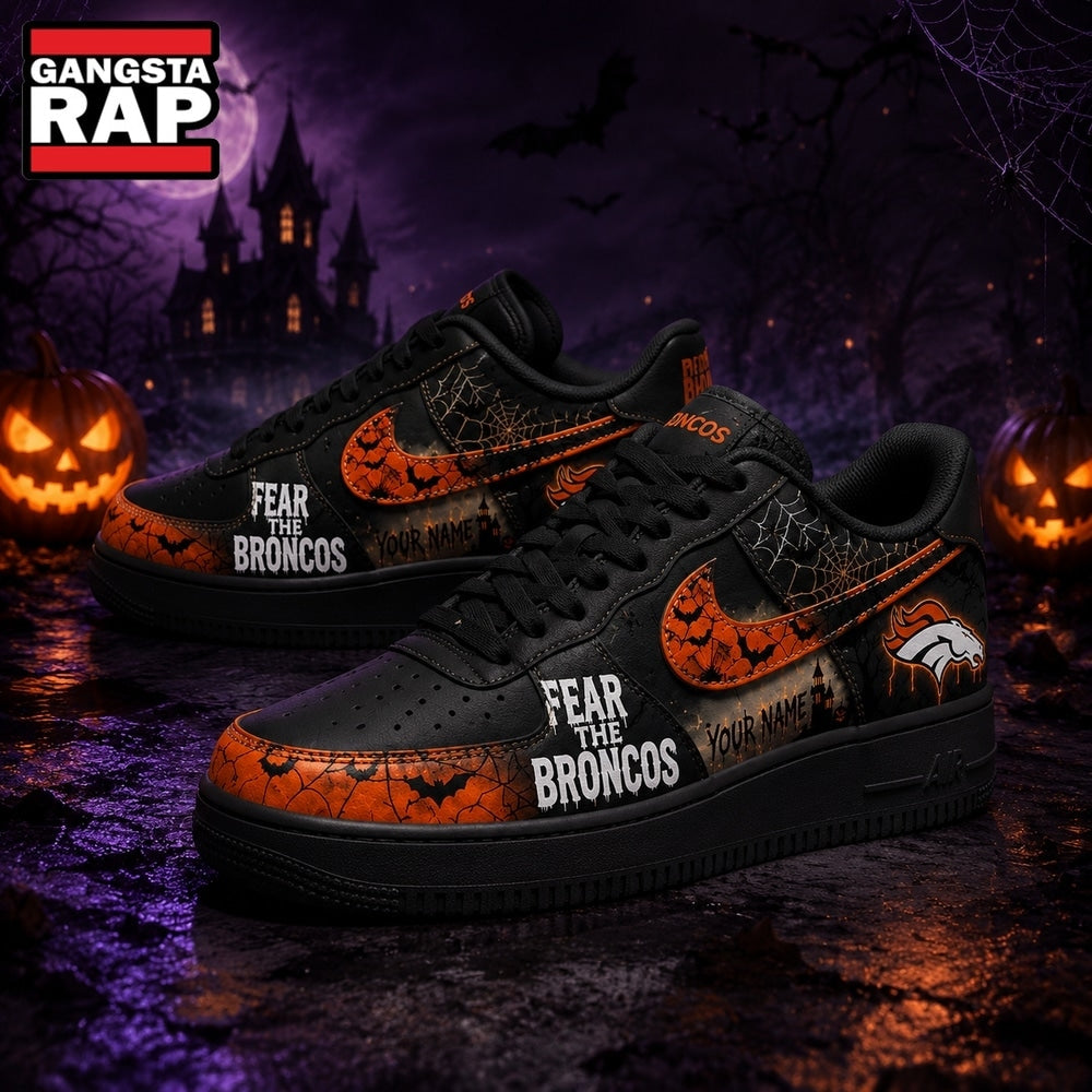 Denver Broncos NFL Fear The Team Halloween Air Force 1 Shoes Sneakers