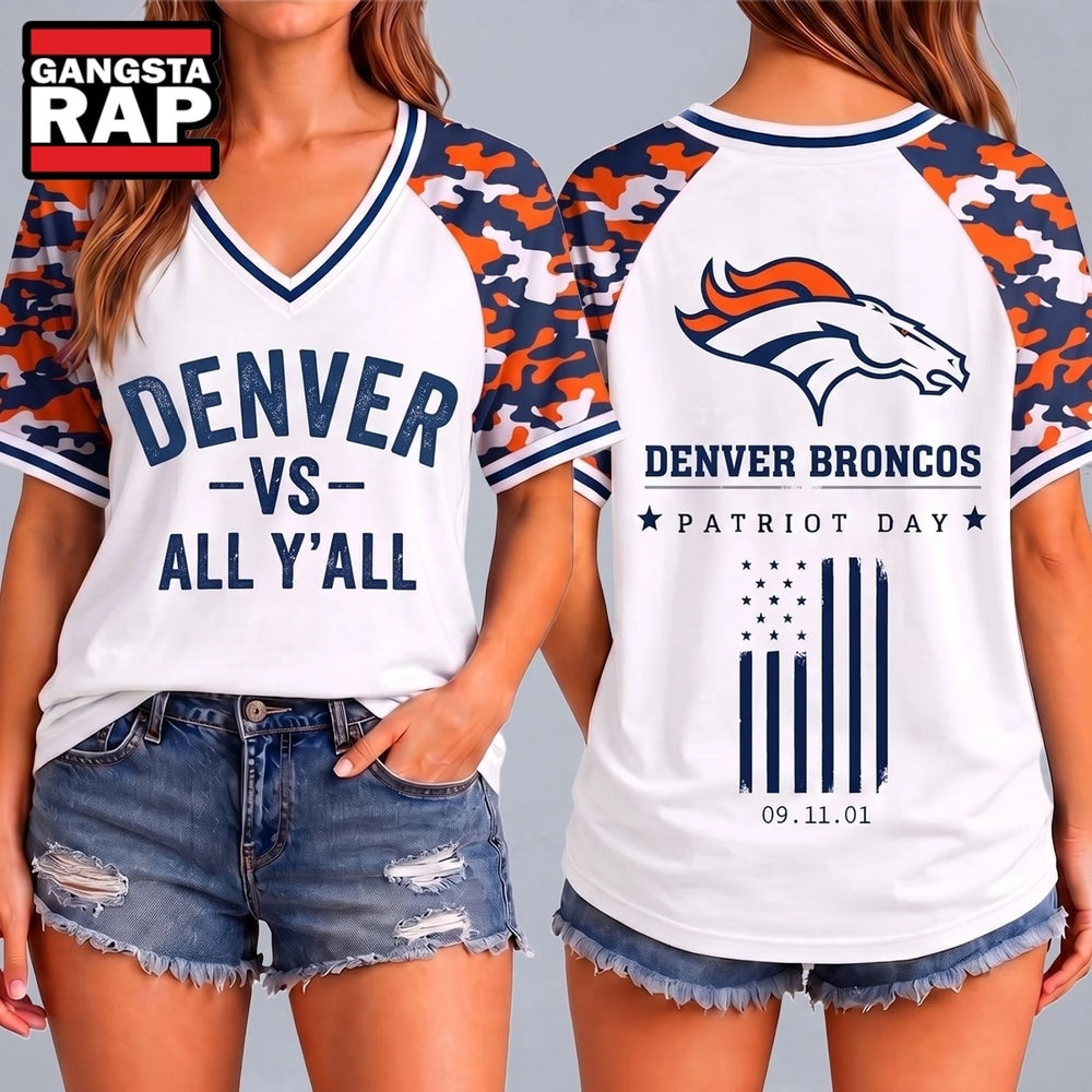 Denver Broncos NFL vs All Y’ All United We Stand V Neck T Shirt