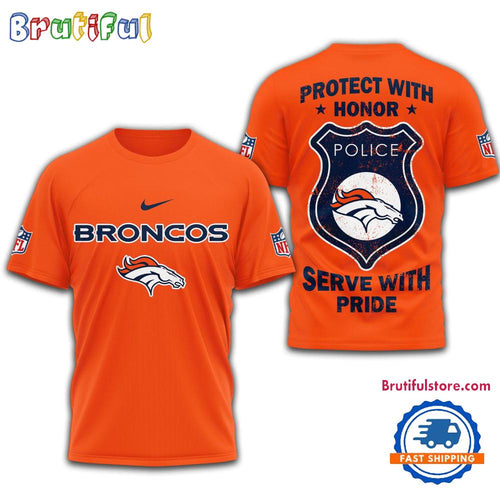 Denver Broncos Protech With Honor Police Serve With Pride 3D Shirt