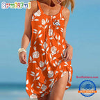 Denver Broncos Rose Pattern Women’s Summer Beach Sling Dress