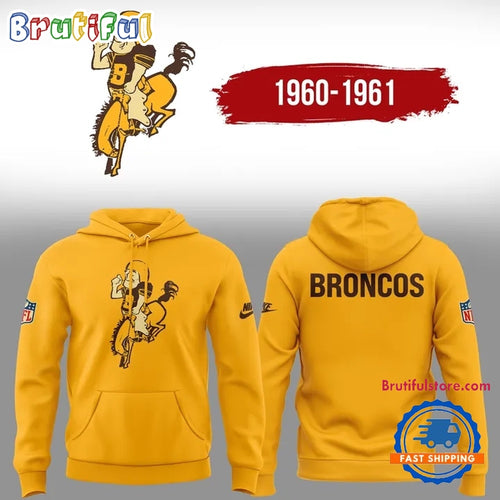 Denver Broncos Throwback 1960 Limited Edition Yellow Hoodie Shirt