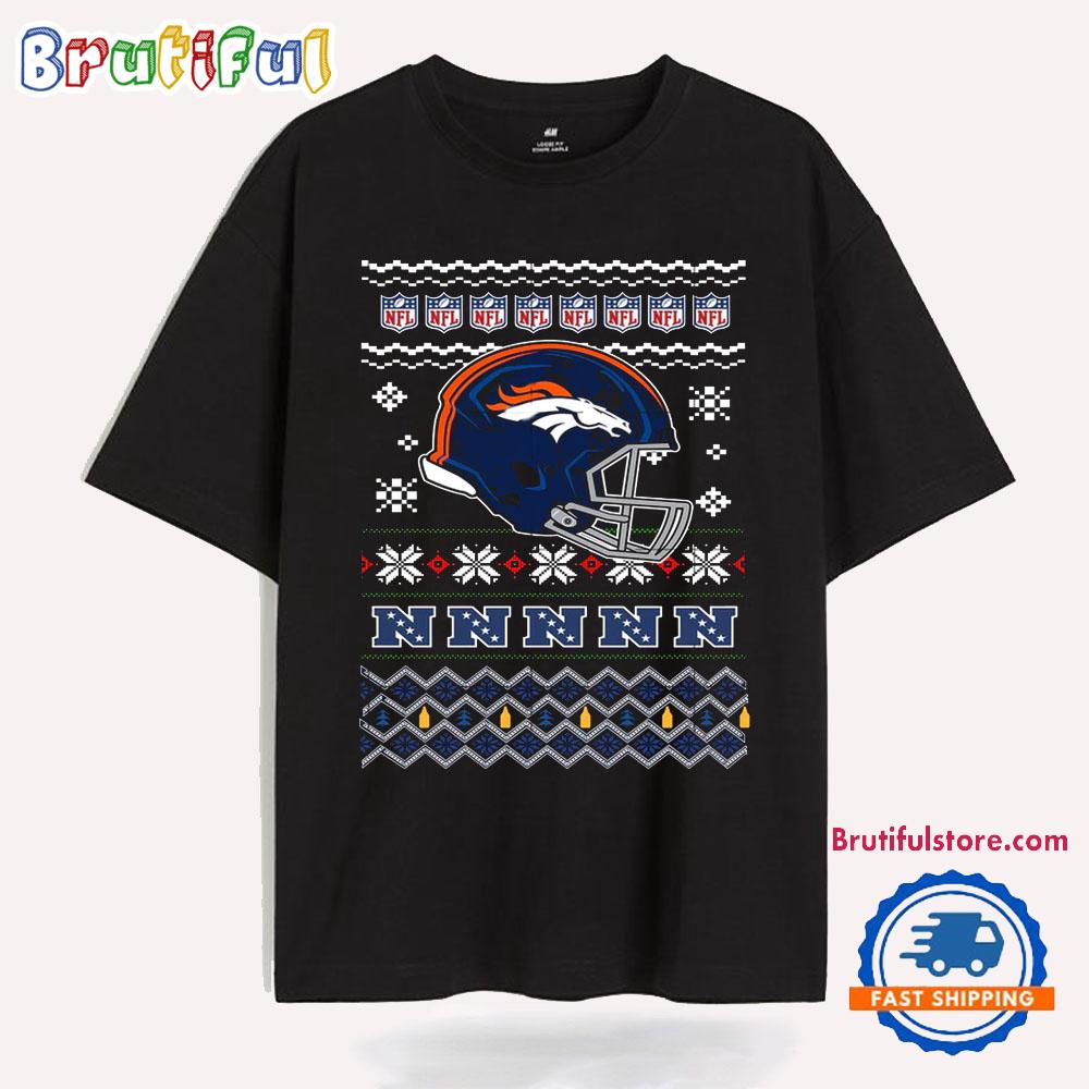 Denver Broncos Football Logo Team Helmet Merry Chritmas 2024 T Shirt