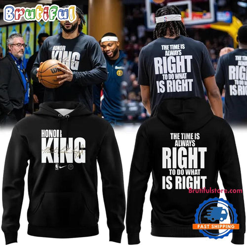 Denver Nuggets History Month MLK Jr Day NBA Team Issued Game Warm Up Hoodie T-Shirt