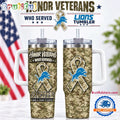 Detroit Lions 2026 NFL Honor Veterans Camo Stanley Tumbler