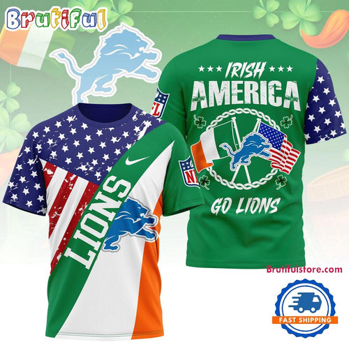 Detroit Lions 2026 NFL Irish America Limited Edition 3D T Shirt