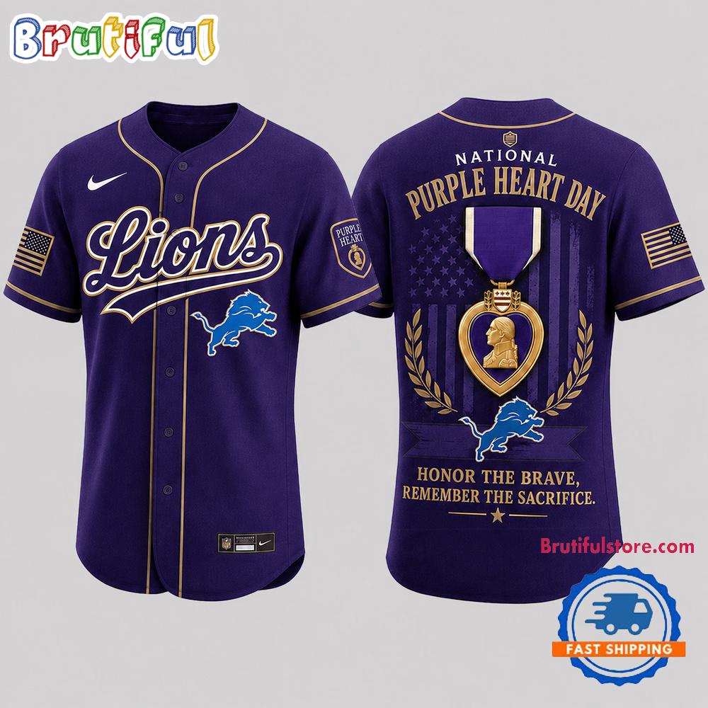 Detroit Lions 2026 NFL Purple Heart Day Baseball Jersey Shirt