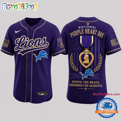 Detroit Lions 2026 NFL Purple Heart Day Baseball Jersey Shirt
