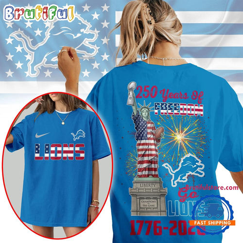 Detroit Lions 2026 NFL Statue Of Liberty 250th Anniversary Unisex 3D Shirt
