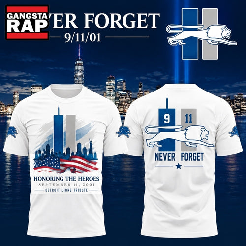 Detroit Lions 911 Never Forget Memorial Limited Edition 2026 White T Shirt