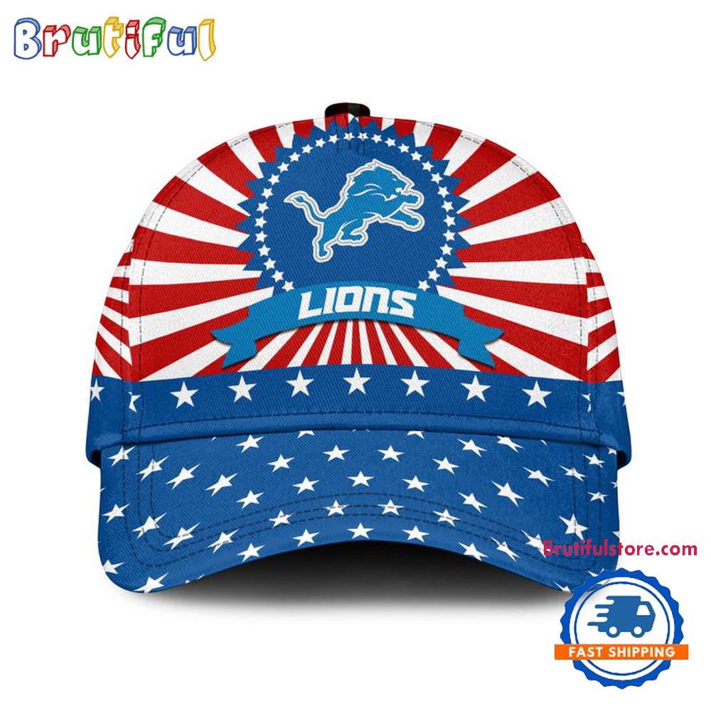 Detroit Lions American Flag Pattern Independence Day Baseball Cap