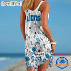 Detroit Lions Flower Summer Beach Sling Dress