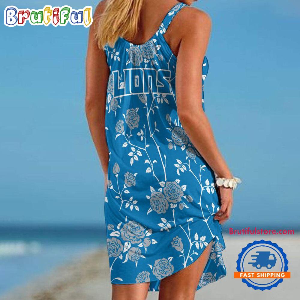 Detroit Lions Flower Women’s Summer Beach Sling Dress