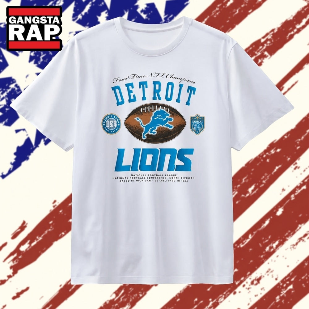 Detroit Lions four time NFL champions one pride T Shirt