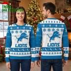 Detroit Lions Leaping Lion Snowflake Knit Christmas Sweater
