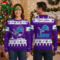 Detroit Lions Leaping Lion Snowflake Ugly Christmas Sweater