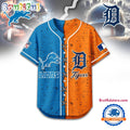 Detroit Lions Mix Detroit Tigers Sporty New Design Baseball Jersey
