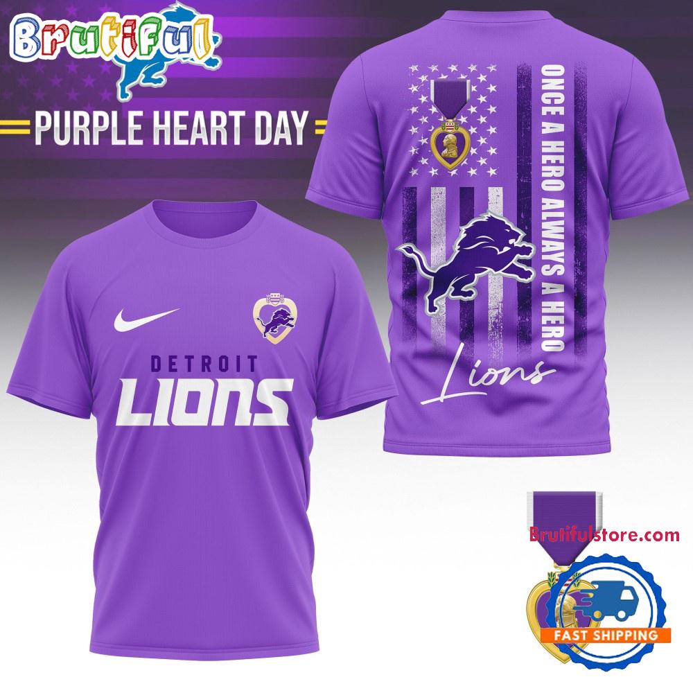 Detroit Lions National Purple Heart Day Limited Edition 3D Shirt