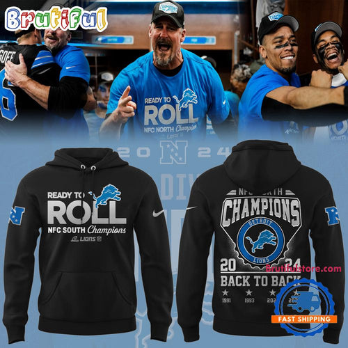 Detroit Lions NFC North Division Champions 2024 Black New Hoodie