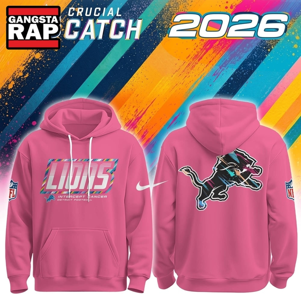 Detroit Lions NFL 2026 Crucial Catch Limited Edition Pink Hoodie Shirt