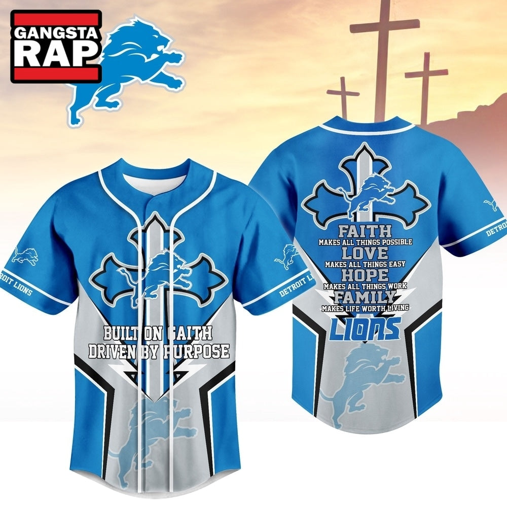 Detroit Lions NFL Blessed Beyond The Score Baseball Jersey