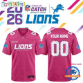 Detroit Lions NFL Crucial Catch 2026 Pink Limited Edition Football Jersey