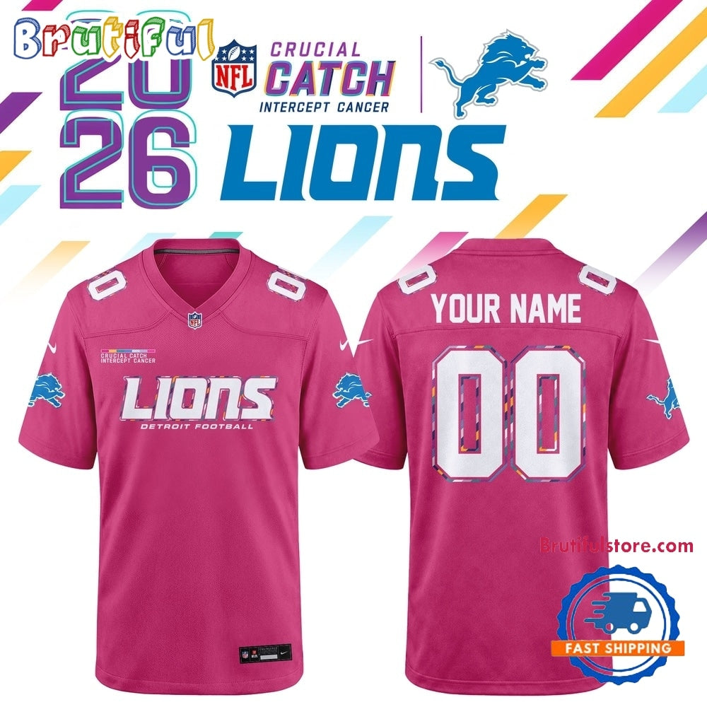 Detroit Lions NFL Crucial Catch 2026 Pink Limited Edition Football Jersey