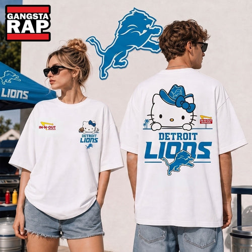 Detroit Lions NFL Kitty Burger Game Day Unisex 3D Shirt, Football New Design Shirt