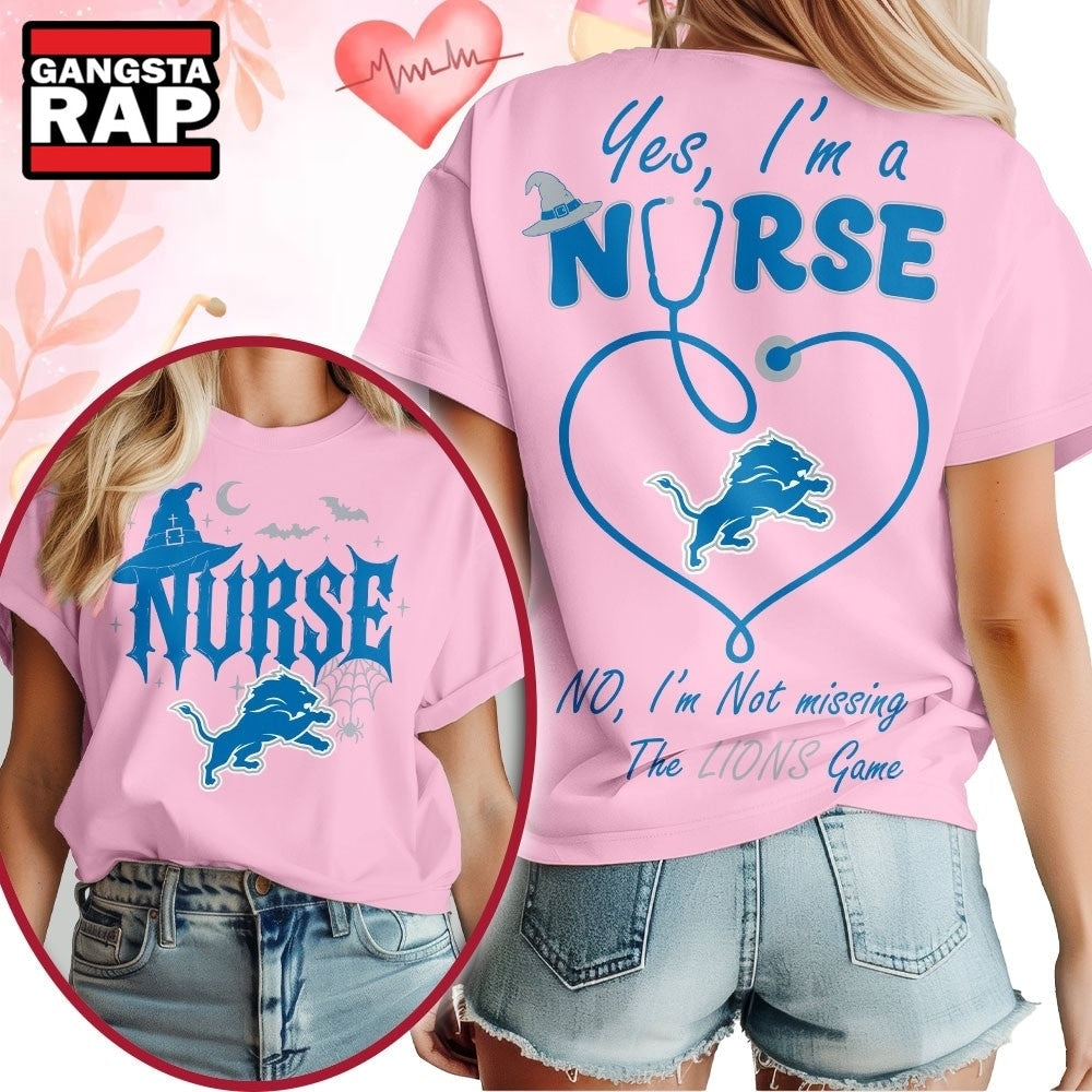 Detroit Lions NFL Night Shift Never Misses Game Day Halloween Nurse Unisex 3D Shirt, Football New Design Shirt