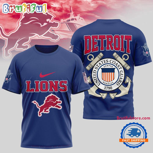 Detroit Lions NFL United States Coast Guard Limited 3D Shirt