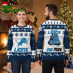 Detroit Lions One Pride Football Gloves Ugly Christmas Sweater