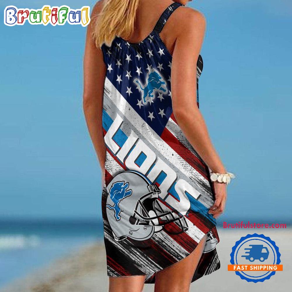 Detroit Lions USA Independence Day Women’s Summer Beach Sling Dress