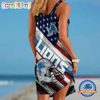 Detroit Lions USA Independence Day Women’s Summer Beach Sling Dress