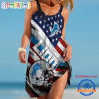 Detroit Lions USA Independence Day Women’s Summer Beach Sling Dress