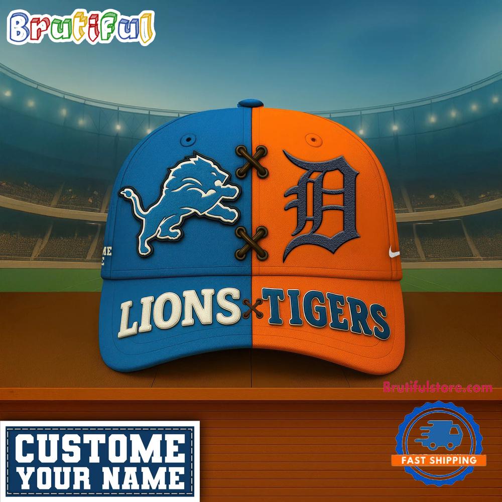 Detroit Lions x Detroit Tigers Sporty New Design Baseball Cap