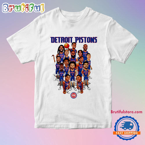 Detroit Pistons 2024-25 Roster Caricature T Shirt