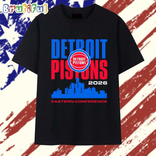 Detroit Pistons basekball NBA Eastern Conference city skyline vintate T Shirt