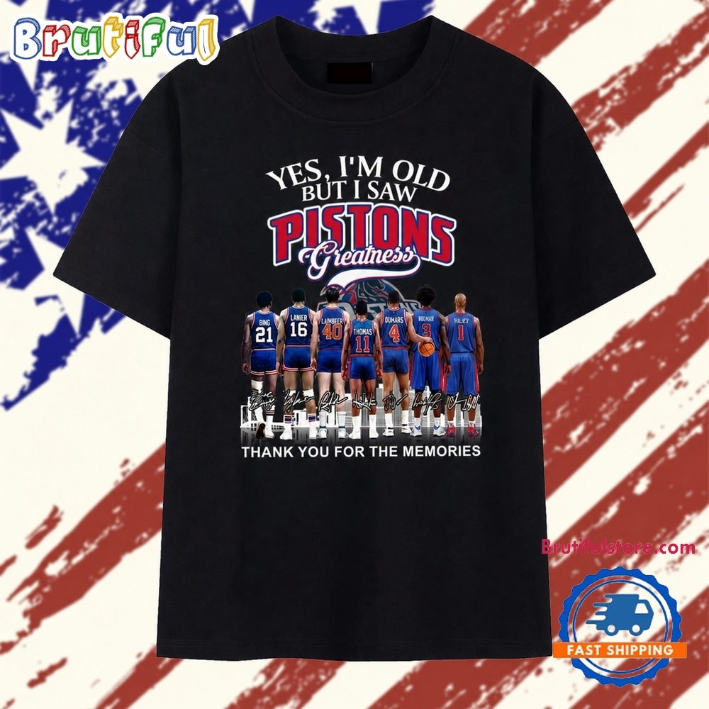 Detroit Pistons Greatness Signatures Vintage Basketball T Shirt