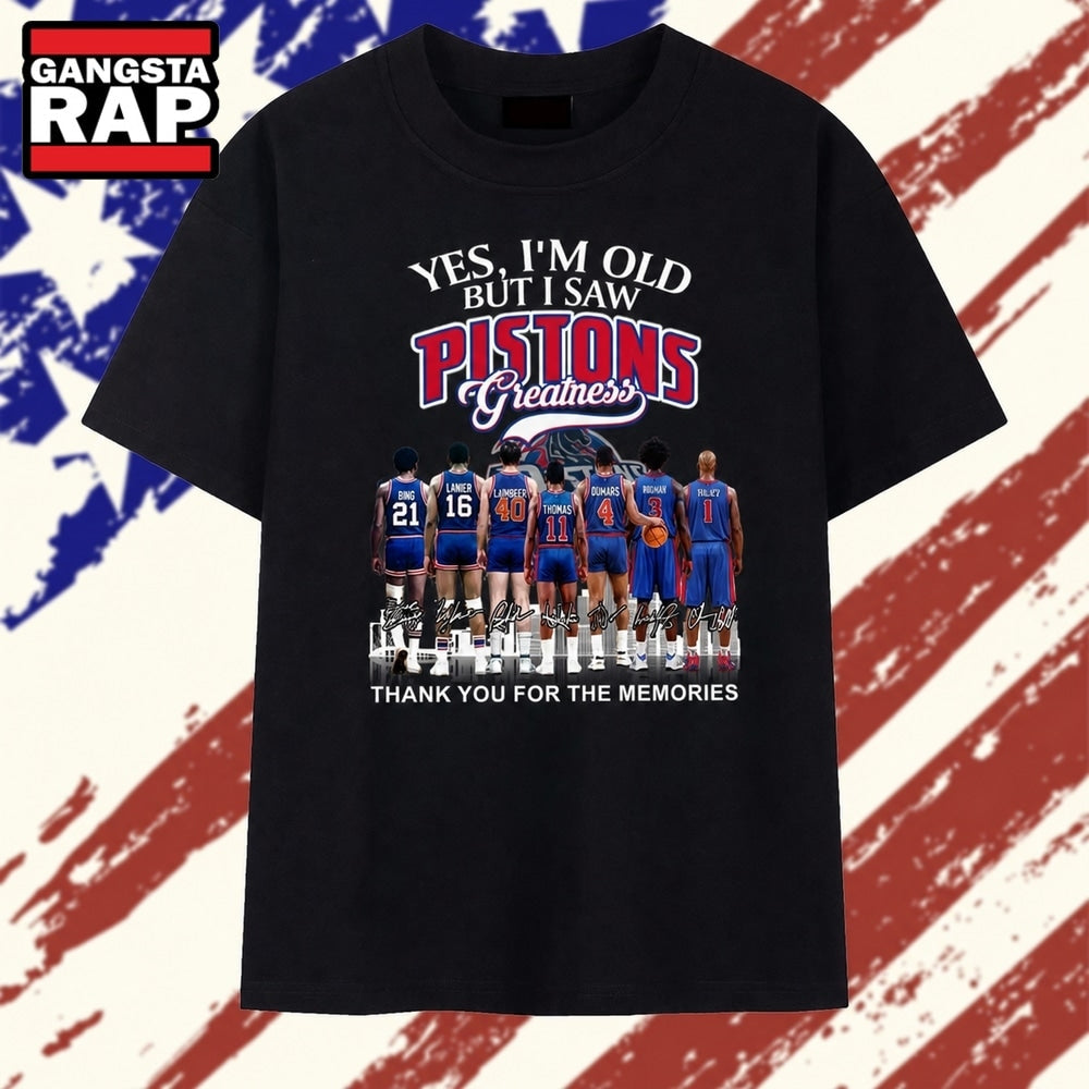 Detroit Pistons Greatness Signatures Vintage Basketball T Shirt
