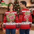 Detroit Red Wings Grinch Characters Around Logo Ugly Christmas Sweater