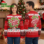 Detroit Red Wings Grinch Characters Around Logo Ugly Christmas Sweater