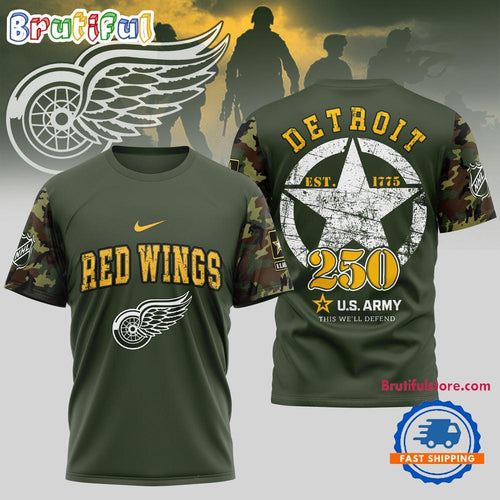 Detroit Red Wings NHL 250 Years US Army Limited 3D Shirt
