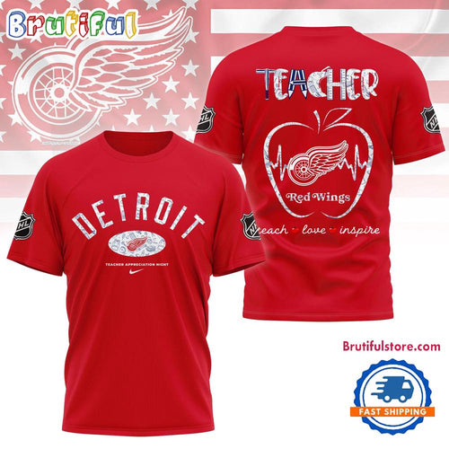 Detroit Red Wings NHL Teacher Appreciation Day 3D T Shirt