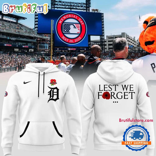 Detroit Tigers 2025 Memorial Day Lest We Forget Hoodie Shirt