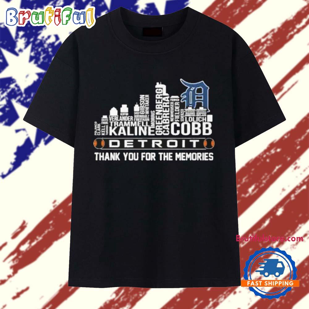 Detroit Tigers Baseball Legends Thank You For The Memories Skyline Name 2025 T Shirt