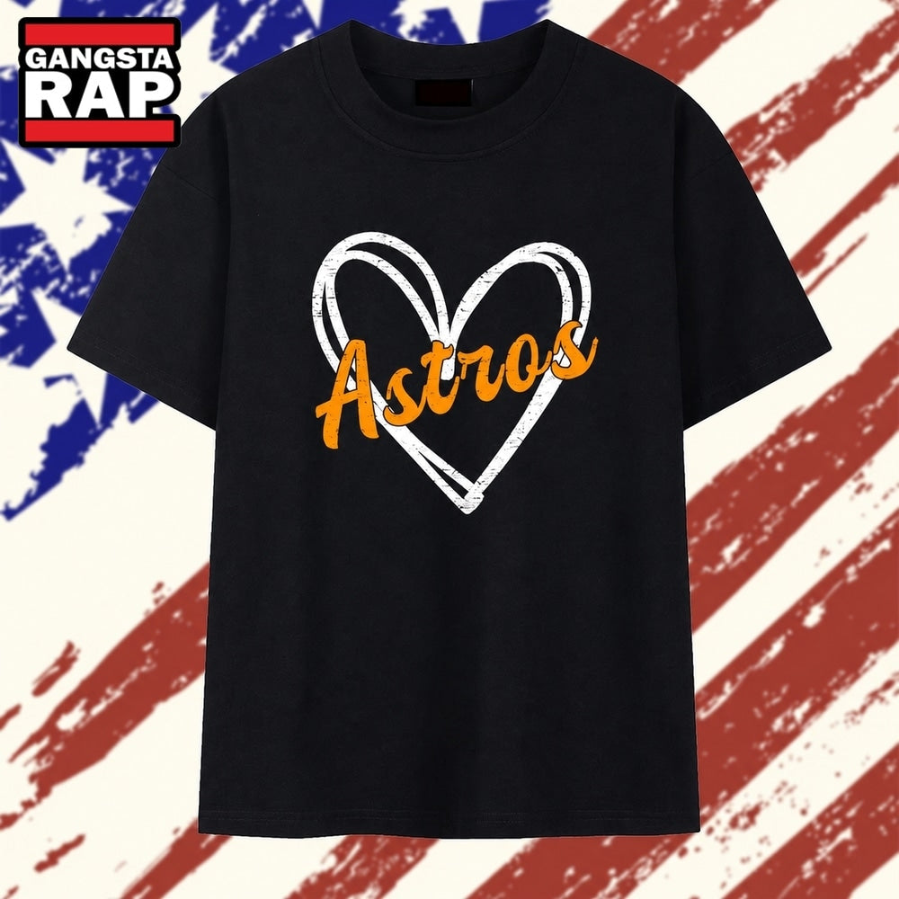 Distressed Houston Astros heart MLB baseball T Shirt
